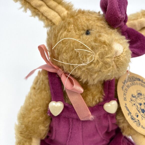 Boyds Bears & Friends Emily Babbit Jointed Rabbit Stuffed Plush Pink Overalls 8" - Picture 3 of 7